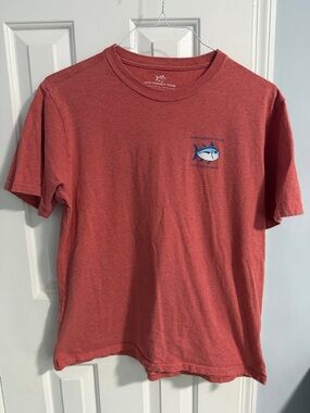 Southern Tide Heather Coral Short Sleeve Fish Tee